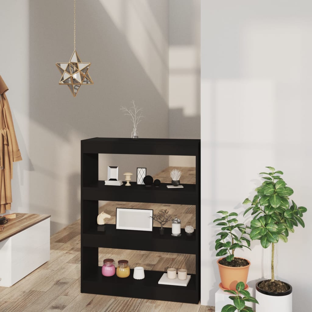 Book Cabinet/Room Divider Black 80x30x103 cm Engineered wood