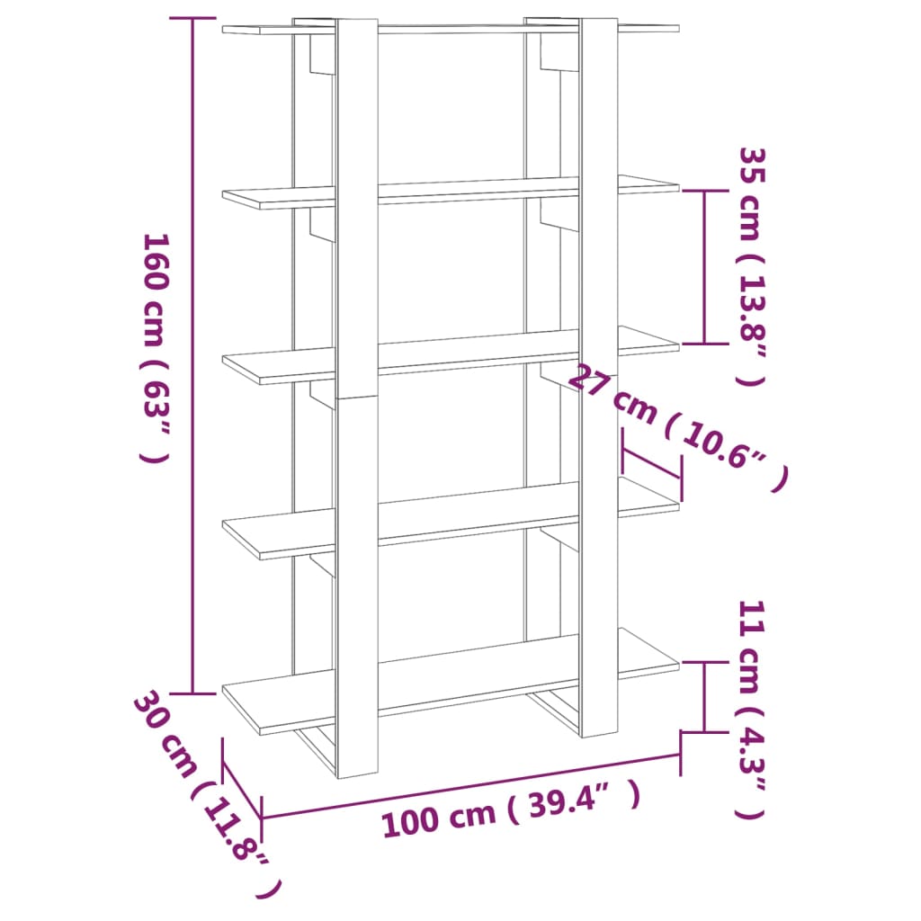 Book Cabinet/Room Divider Brown Oak 100x30x160 cm
