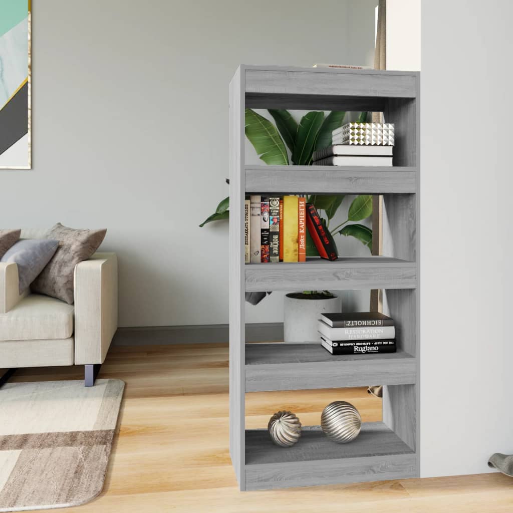 Book Cabinet/Room Divider Grey Sonoma 60x30x135 cm Engineered Wood