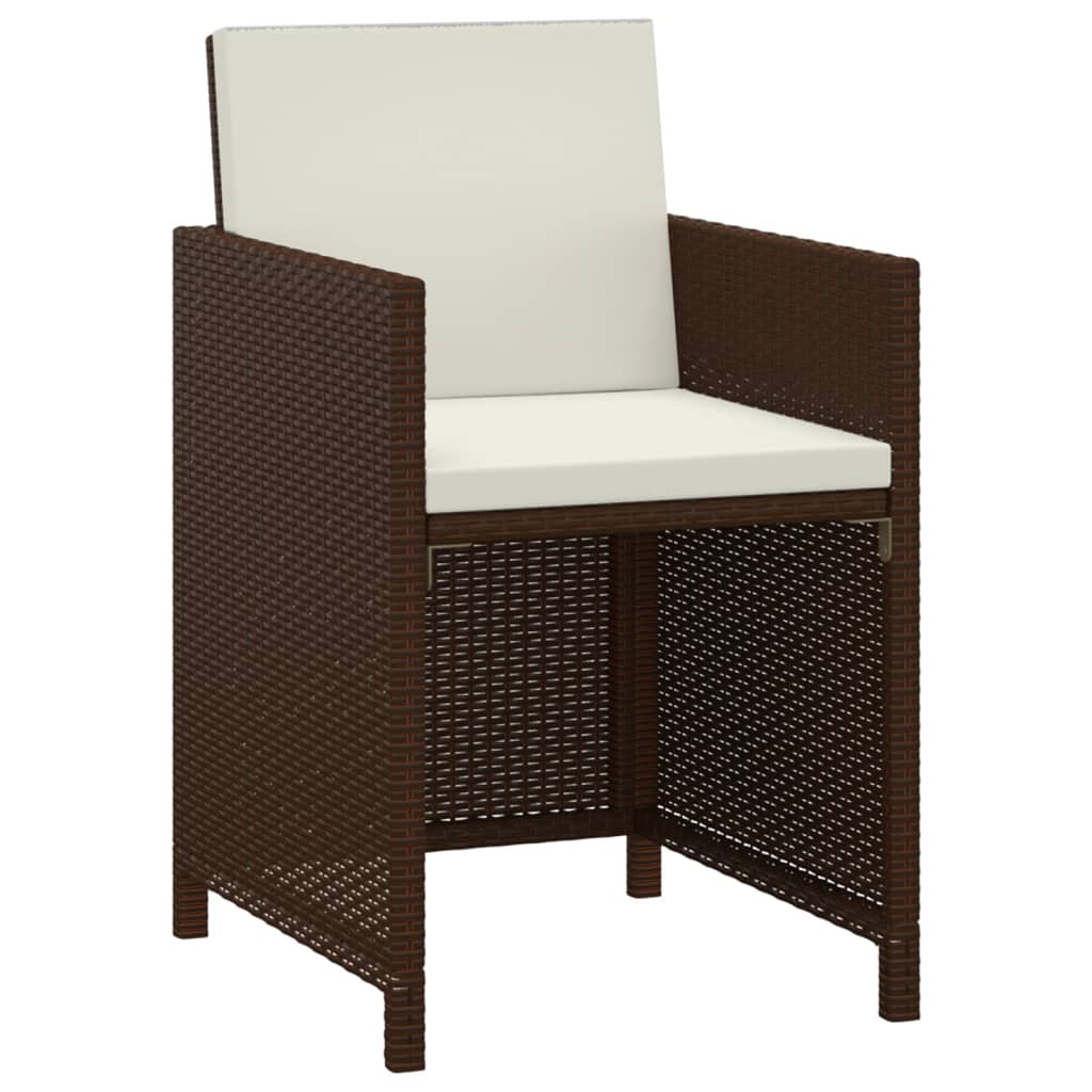 3 Piece Garden Dining Set with Cushions Poly Rattan Brown