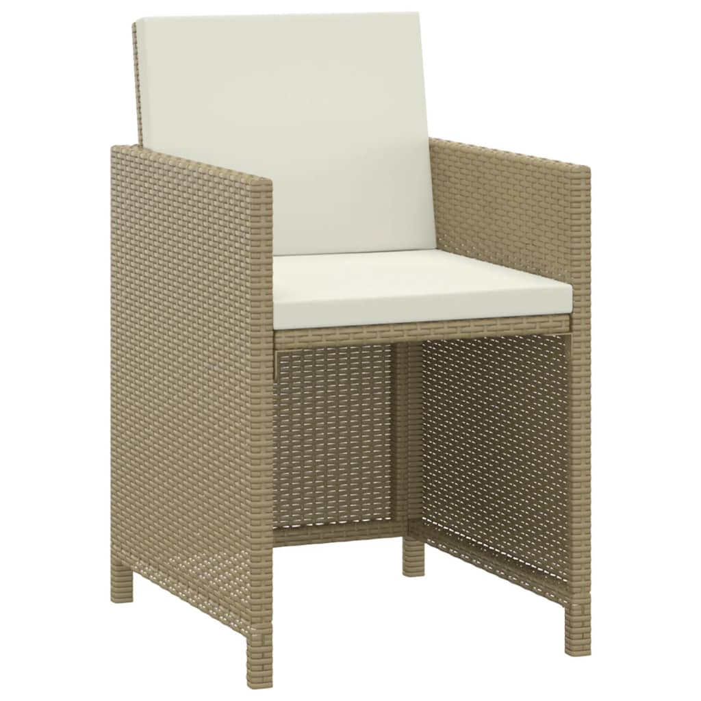 3 Piece Garden Dining Set with Cushions Poly Rattan Beige