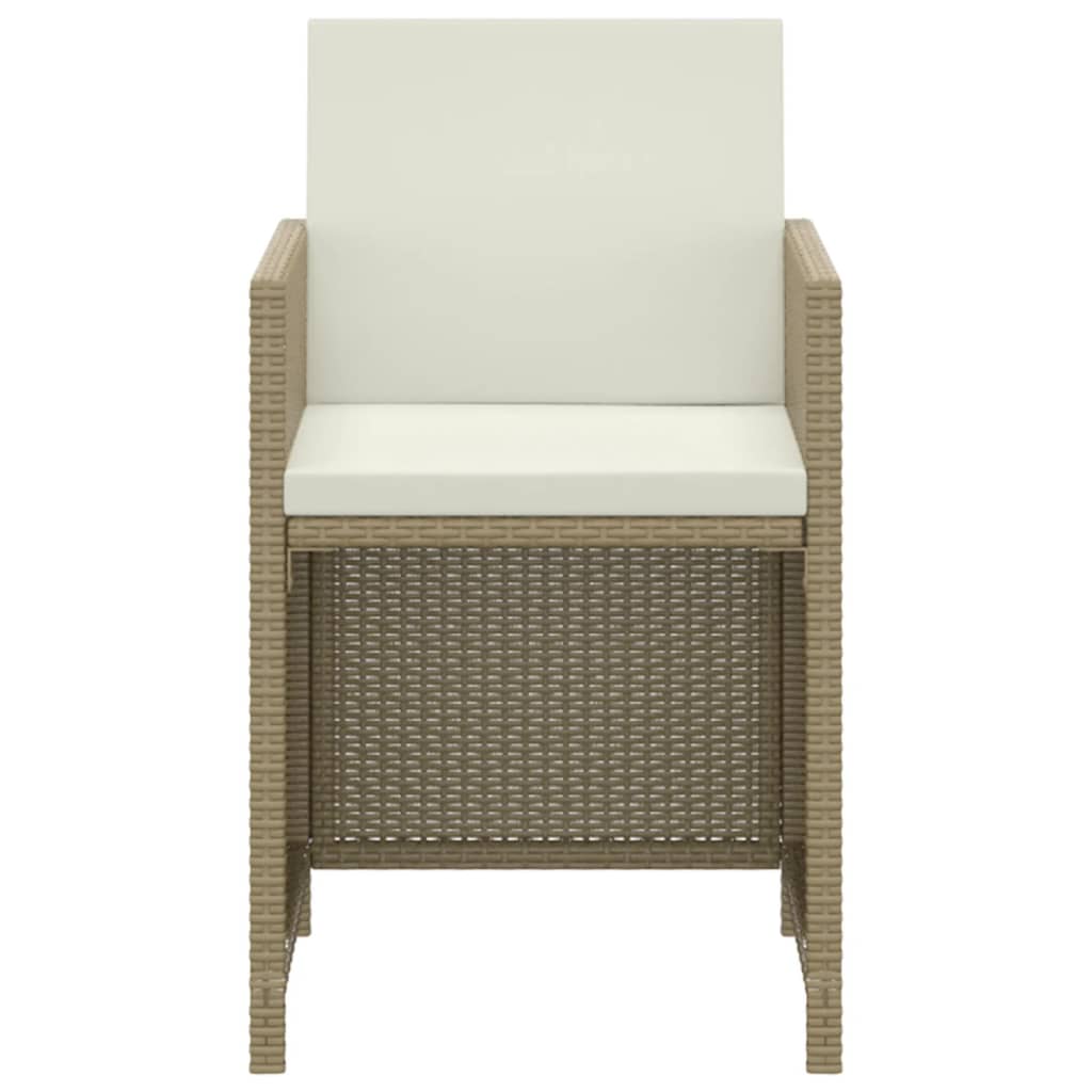 3 Piece Garden Dining Set with Cushions Poly Rattan Beige