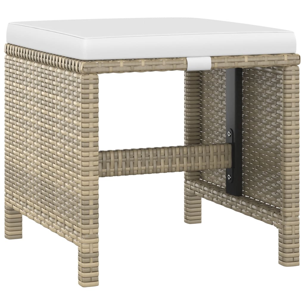 5 Piece Garden Dining Set with Cushions Poly Rattan Beige