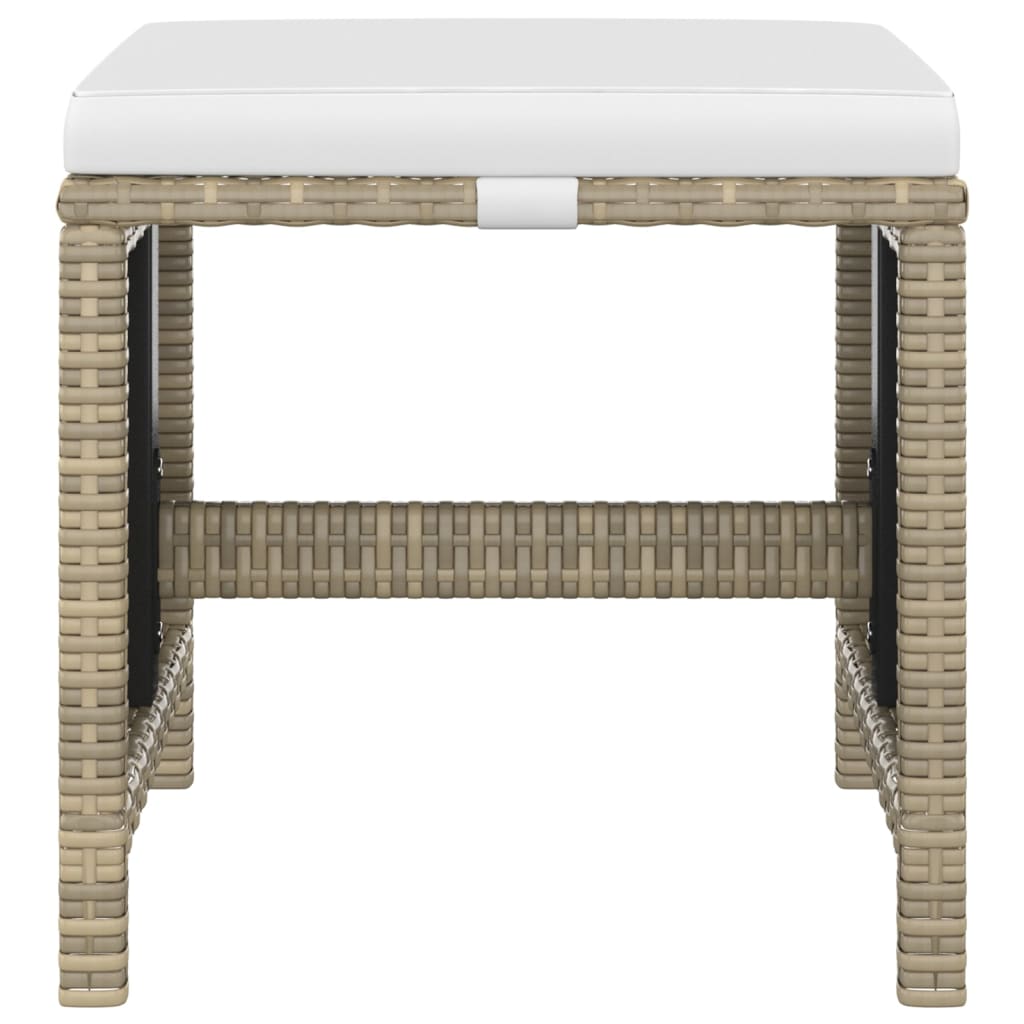 5 Piece Garden Dining Set with Cushions Poly Rattan Beige