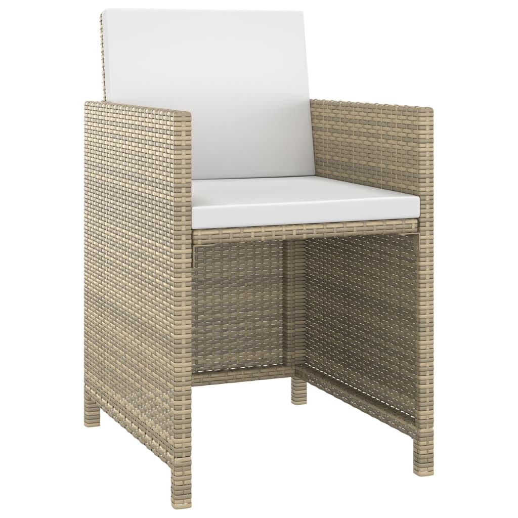 3 Piece Garden Dining Set with Cushions Poly Rattan Beige
