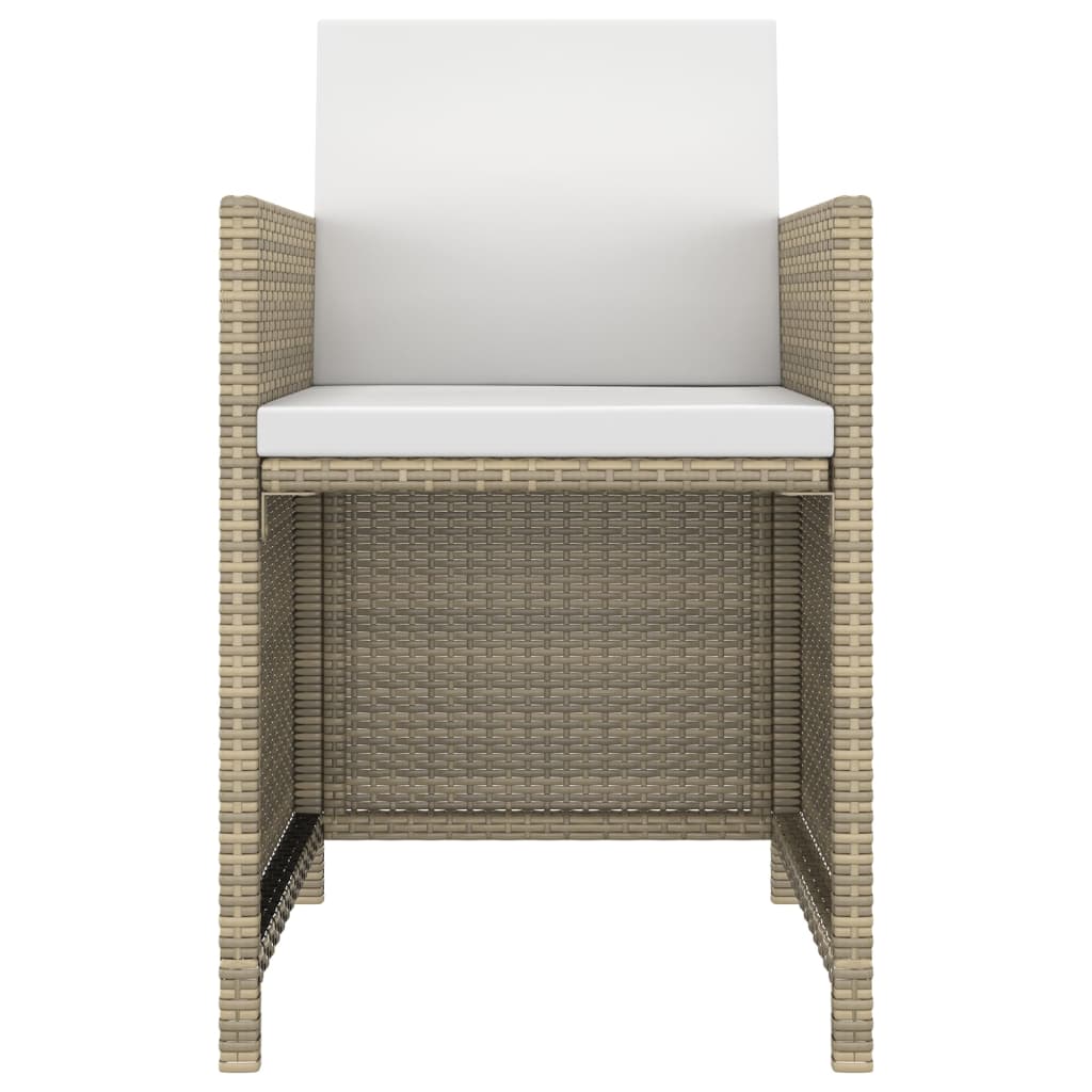 3 Piece Garden Dining Set with Cushions Poly Rattan Beige