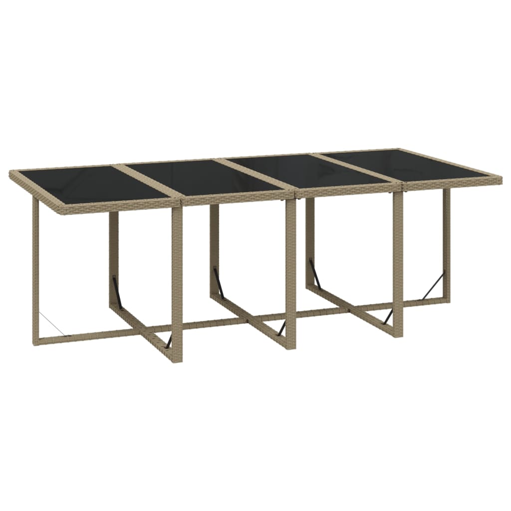 9 Piece Garden Dining Set with Cushions Poly Rattan Beige