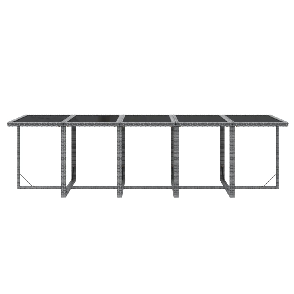 15 Piece Garden Dining Set with Cushions Poly Rattan Grey