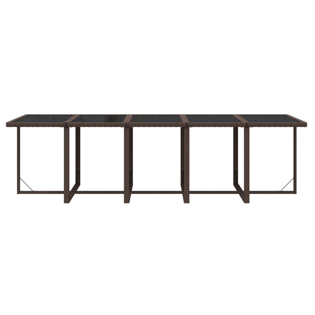 11 Piece Garden Dining Set with Cushions Poly Rattan Brown