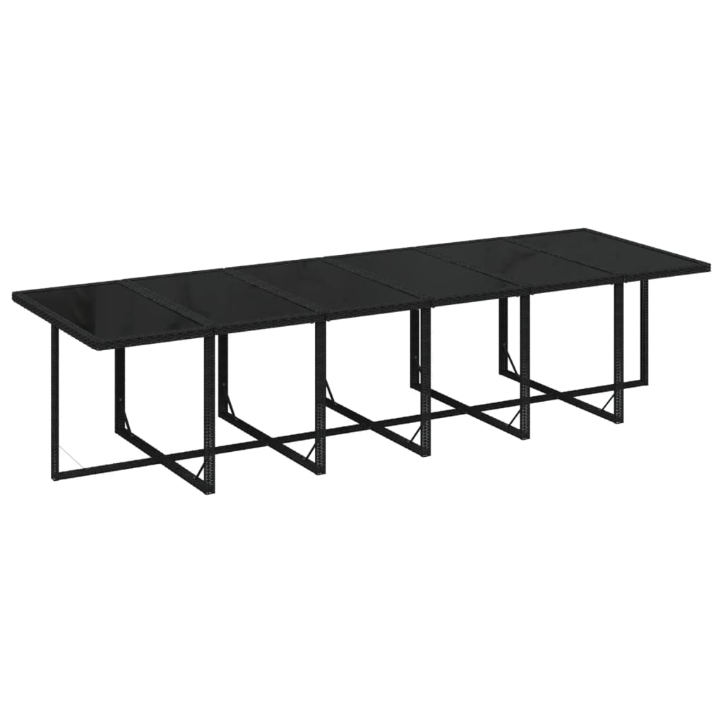 13 Piece Garden Dining Set with Cushions Poly Rattan Black