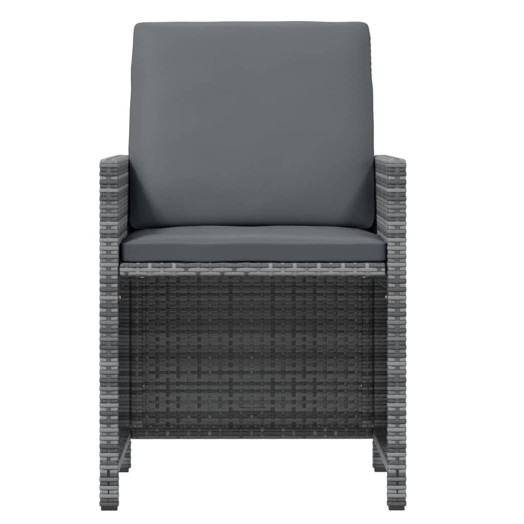 17 Piece Garden Dining Set with Cushions Poly Rattan Grey