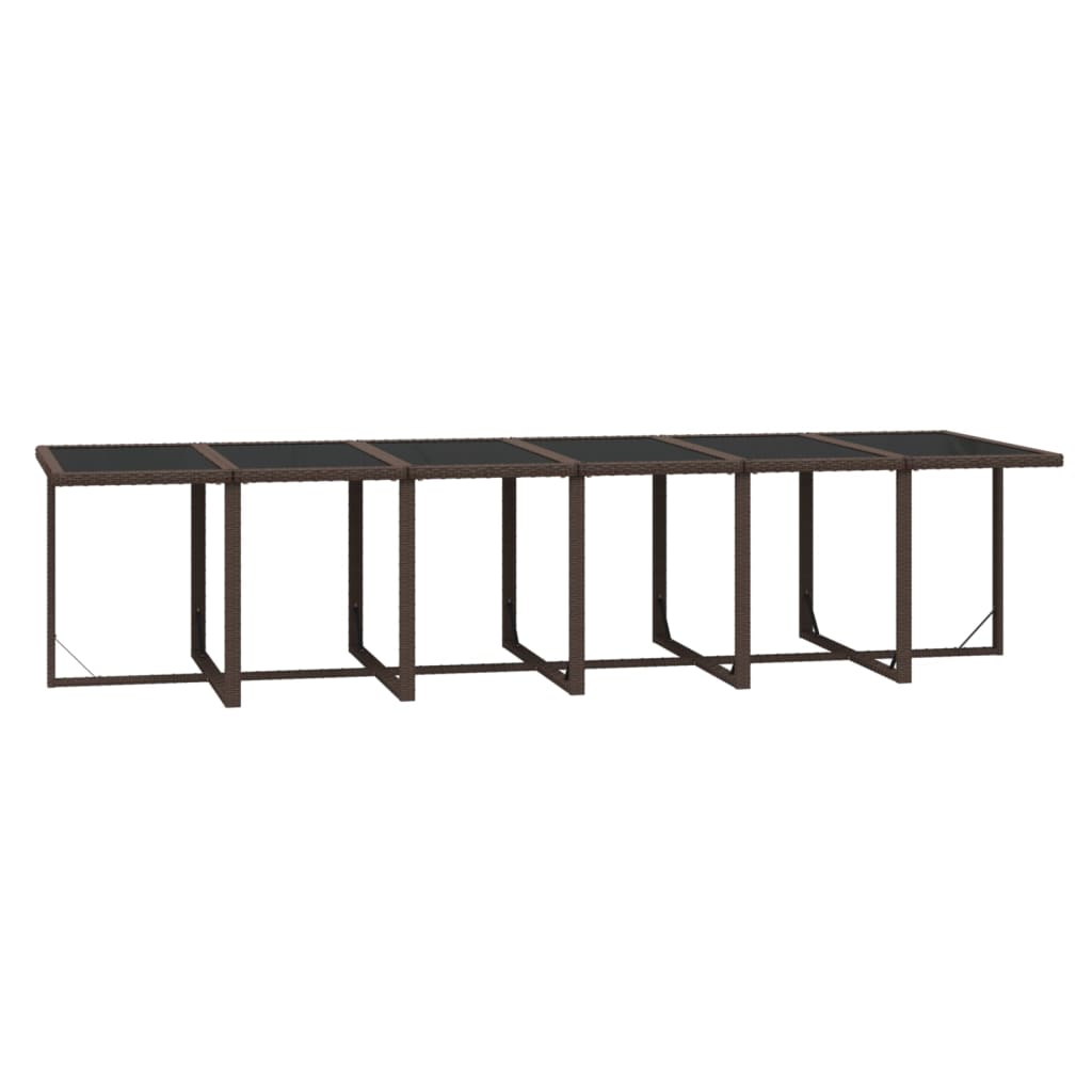 17 Piece Garden Dining Set with Cushions Poly Rattan Brown