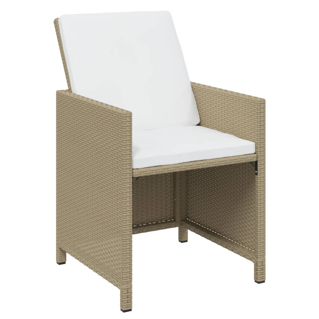17 Piece Garden Dining Set with Cushions Poly Rattan Beige