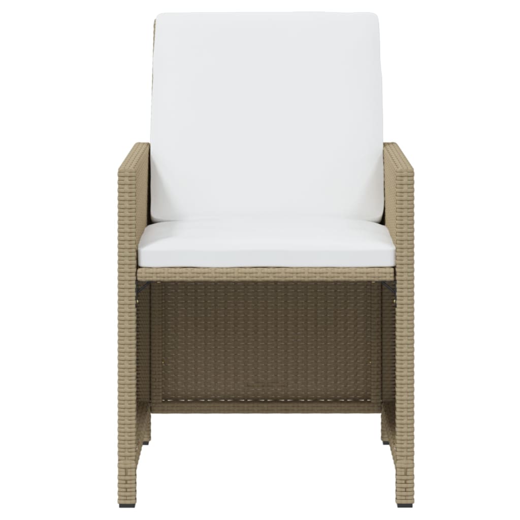 17 Piece Garden Dining Set with Cushions Poly Rattan Beige