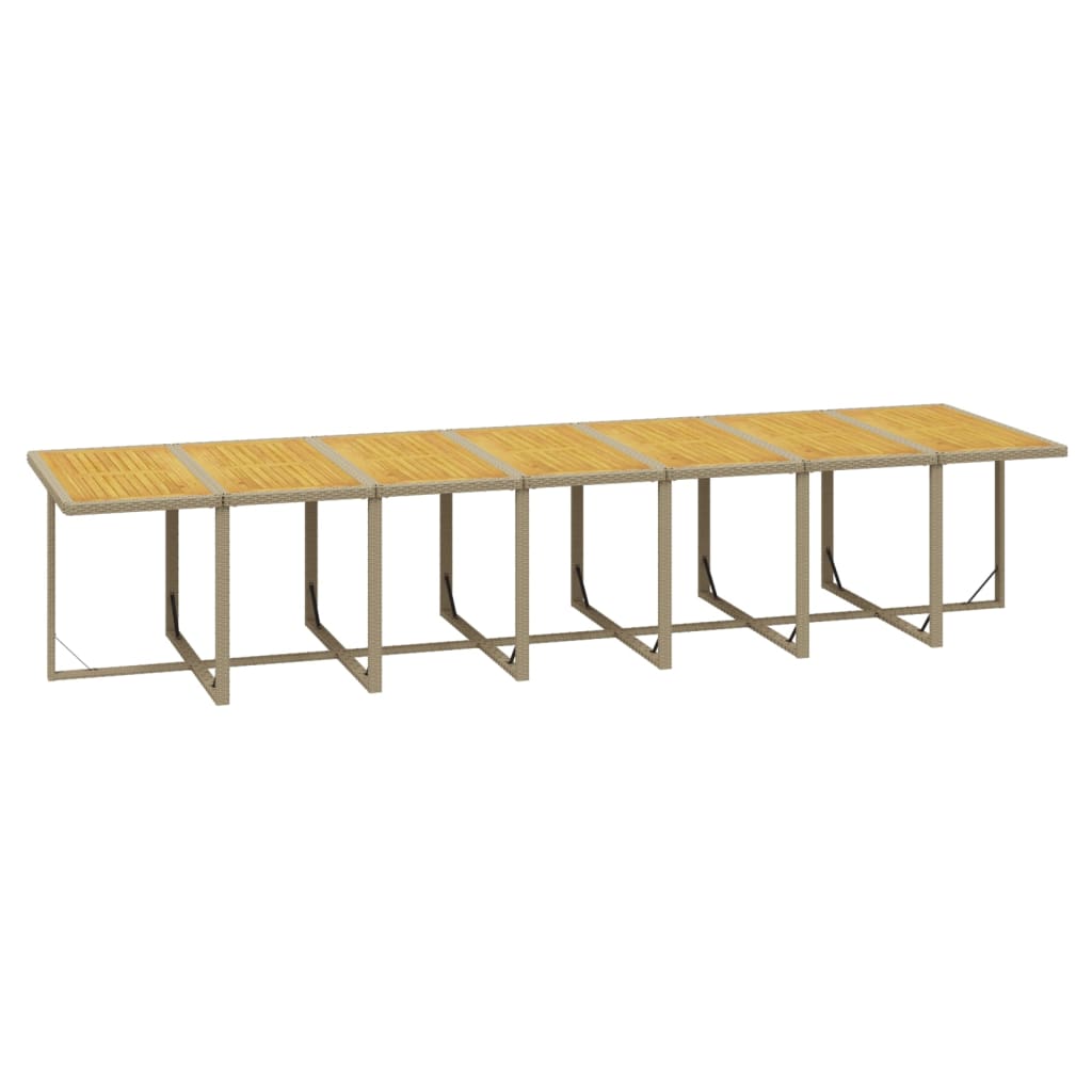 15 Piece Garden Dining Set with Cushions Beige Poly Rattan