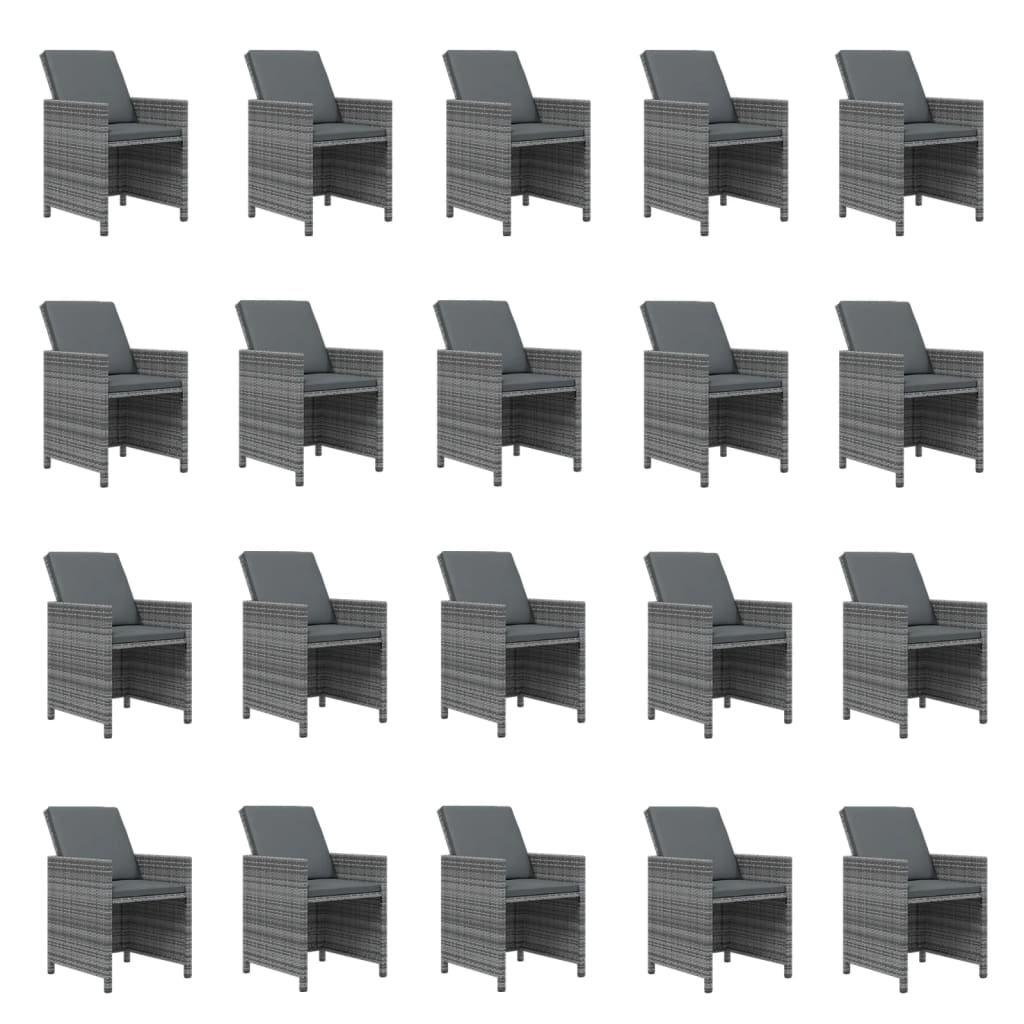 21 Piece Garden Dining Set with Cushions Grey Poly Rattan