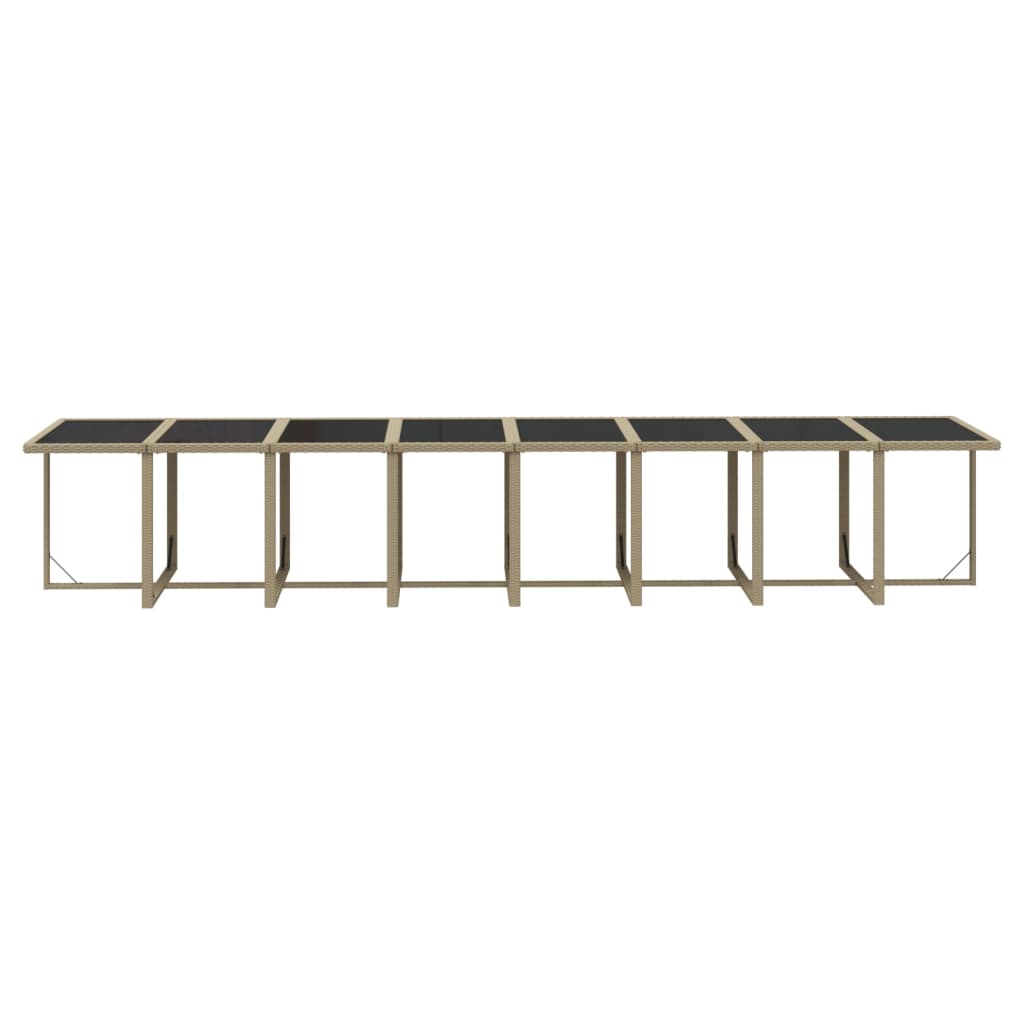 17 Piece Garden Dining Set with Cushions Beige Poly Rattan