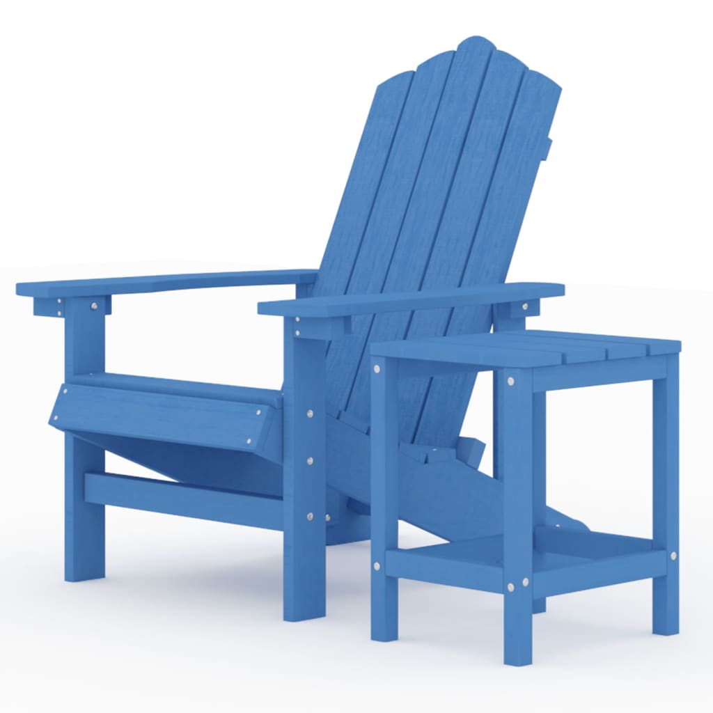 Garden Adirondack Chair with Table HDPE Aqua Blue