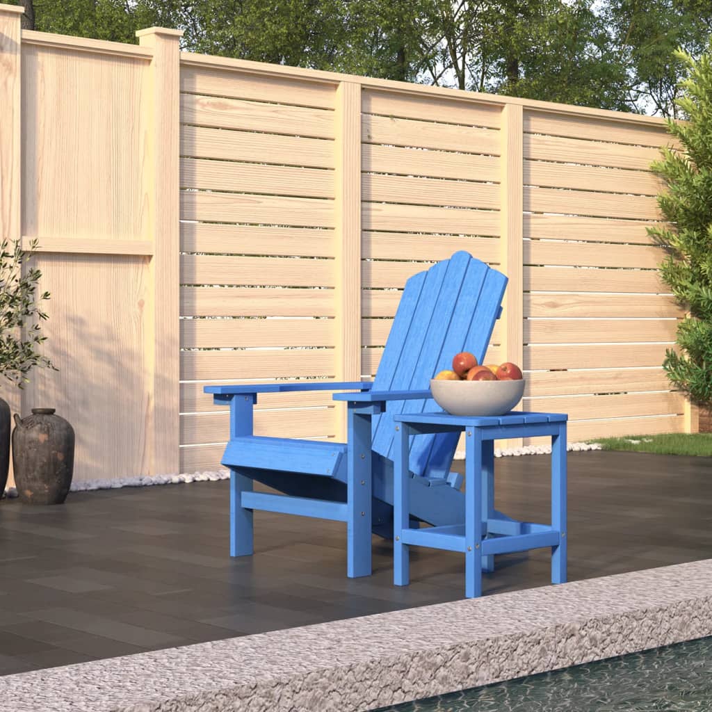 Garden Adirondack Chair with Table HDPE Aqua Blue