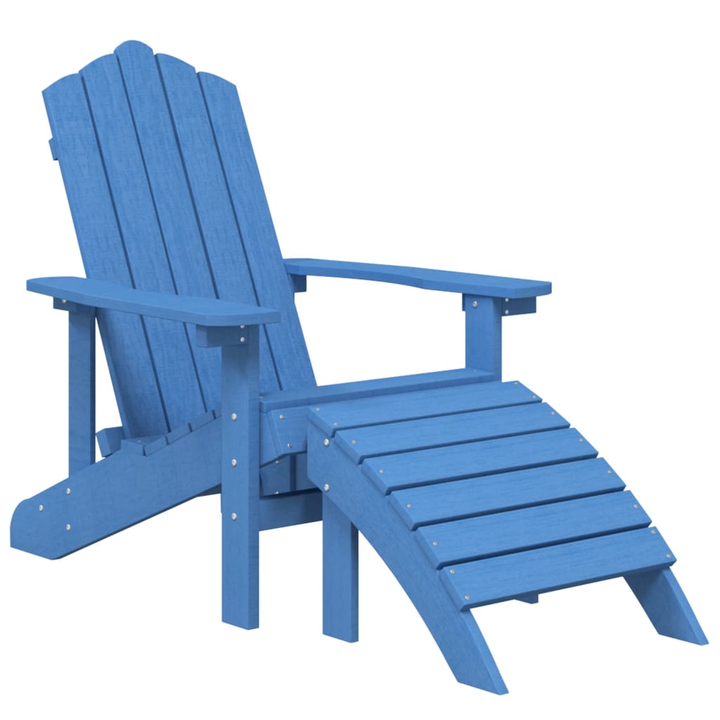 Garden Adirondack Chairs with Footstool & Table HDPE Aqua Blue