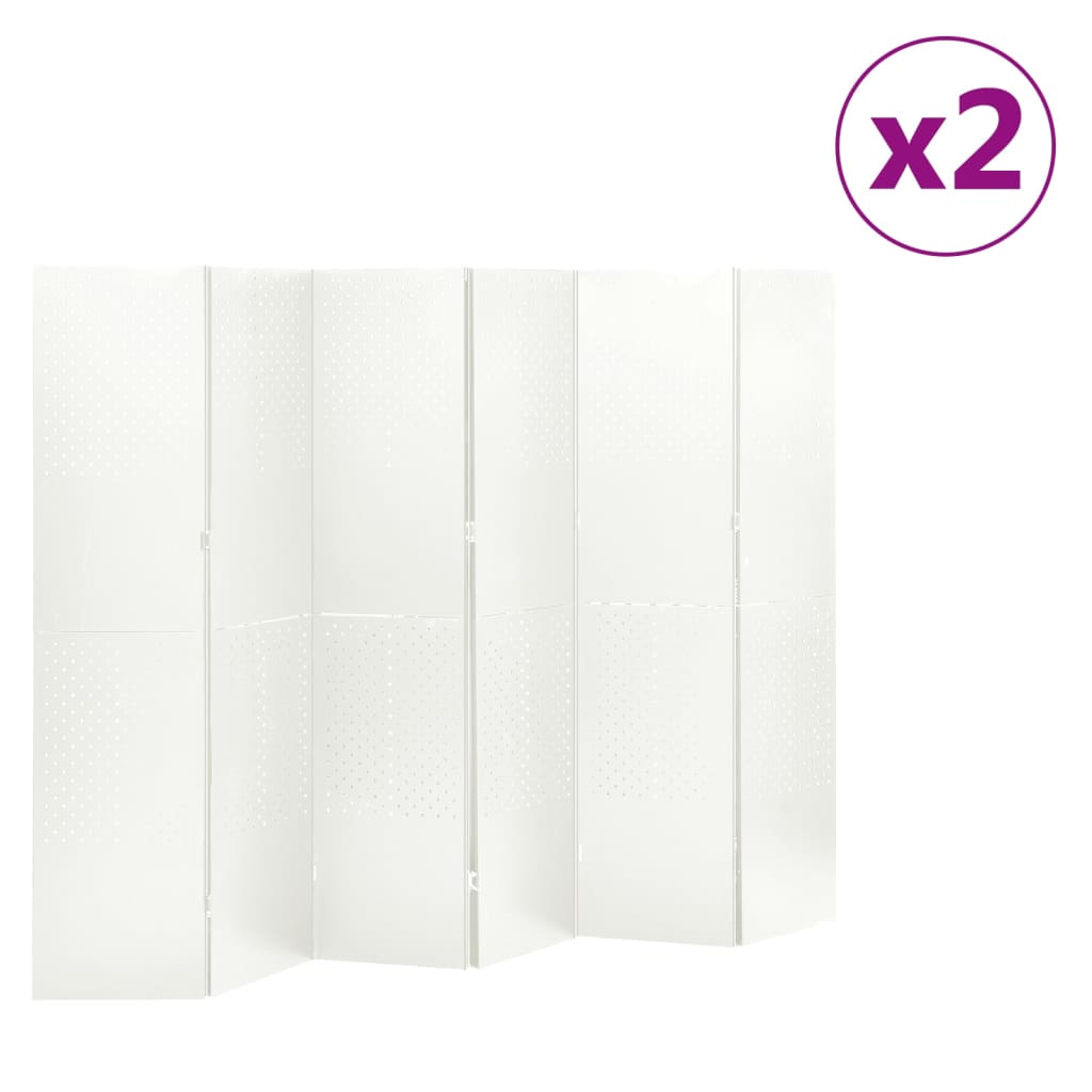 6-Panel Room Dividers 2 pcs White 240x180 cm Steel