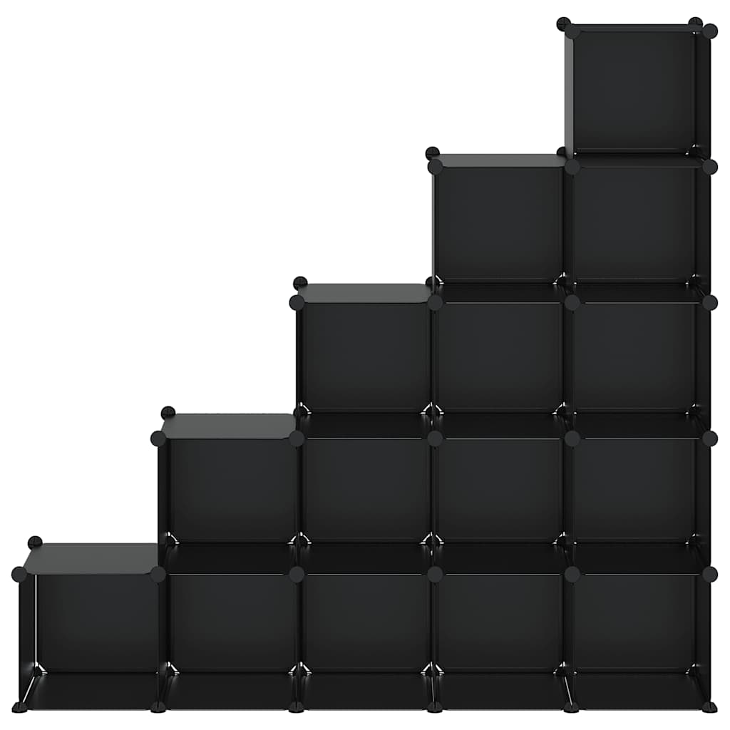 Storage Cube Organiser with 15 Cubes Black PP