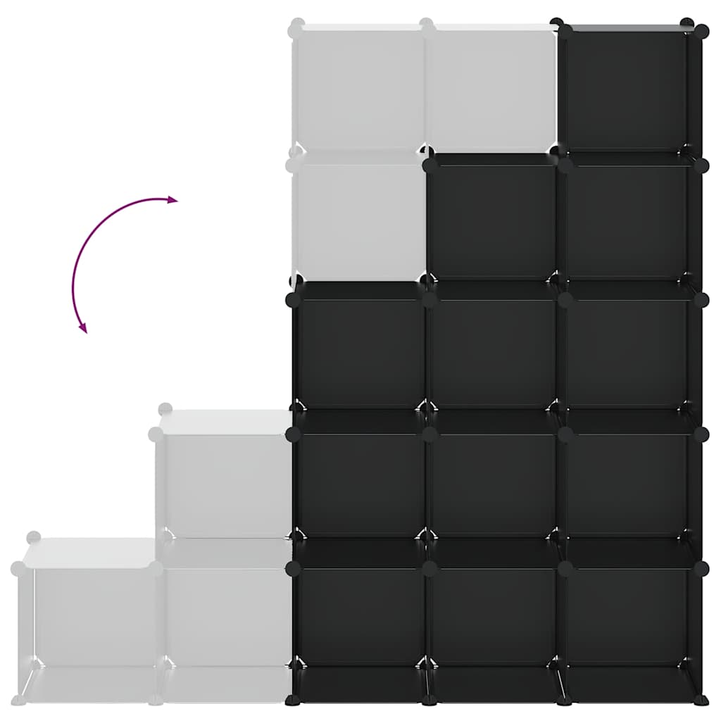 Storage Cube Organiser with 15 Cubes Black PP