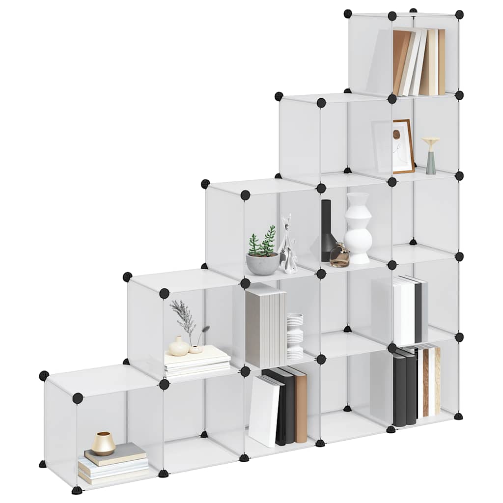 Storage Cube Organiser with 15 Cubes Transparent PP