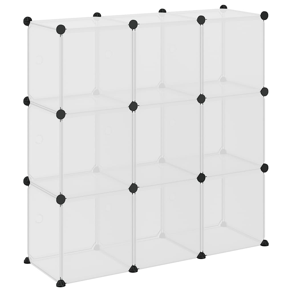 Storage Cube Organiser with 9 Cubes and Doors Transparent PP