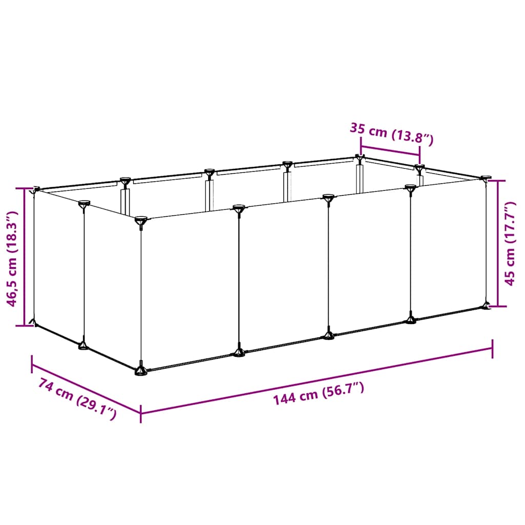 Small Animal Cage Black 144x74x46.5 cm PP and Steel
