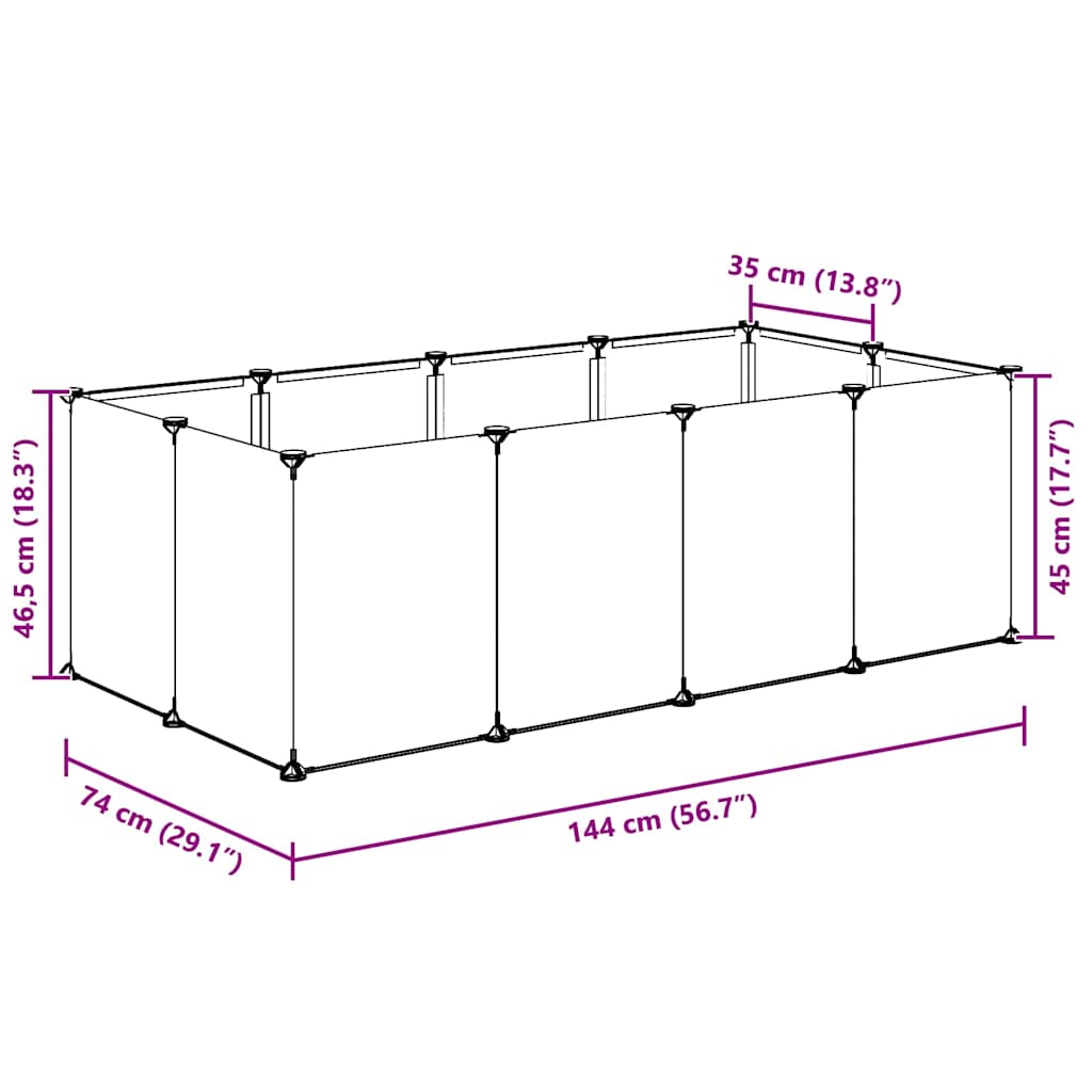Small Animal Cage Transparent 144x74x46.5 cm PP and Steel