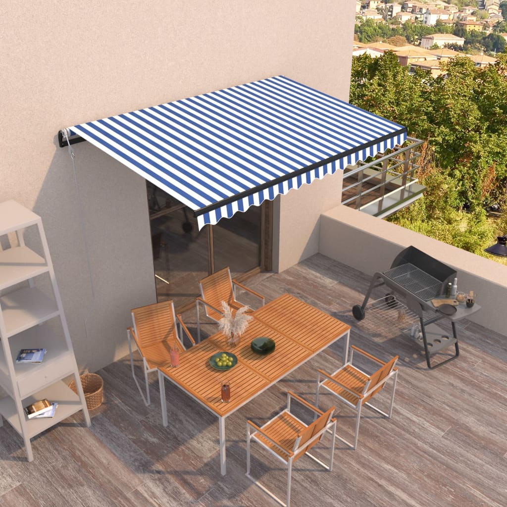 Automatic Retractable Awning 400x300 cm Blue and White
