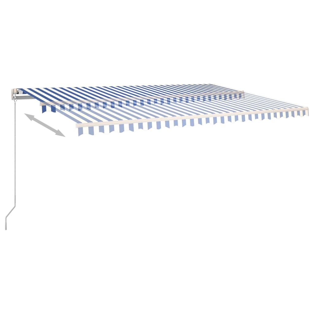 Automatic Retractable Awning with Posts 5x3 m Blue&White