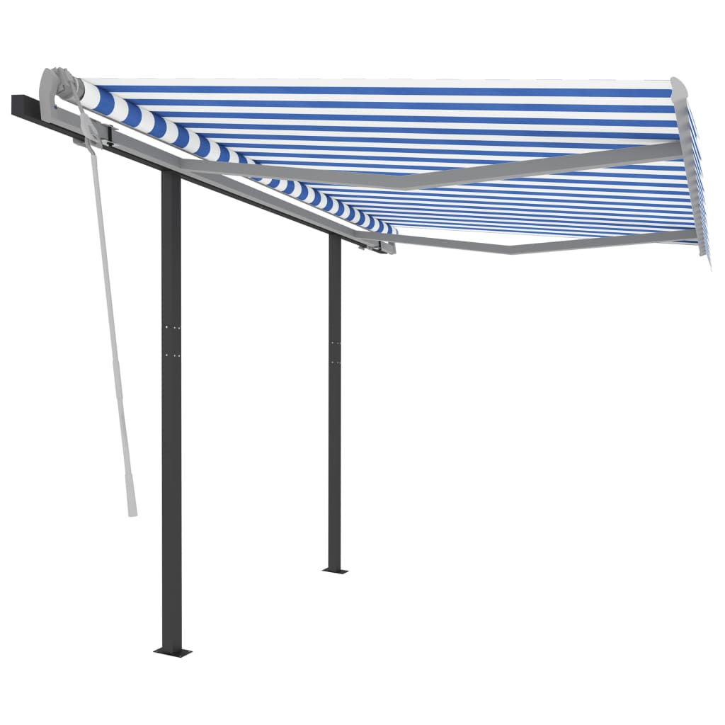 Automatic Retractable Awning with Posts 3x2,5 m Blue and White