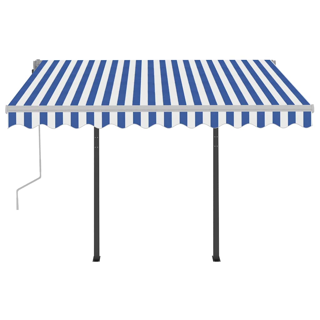 Automatic Retractable Awning with Posts 3x2,5 m Blue and White