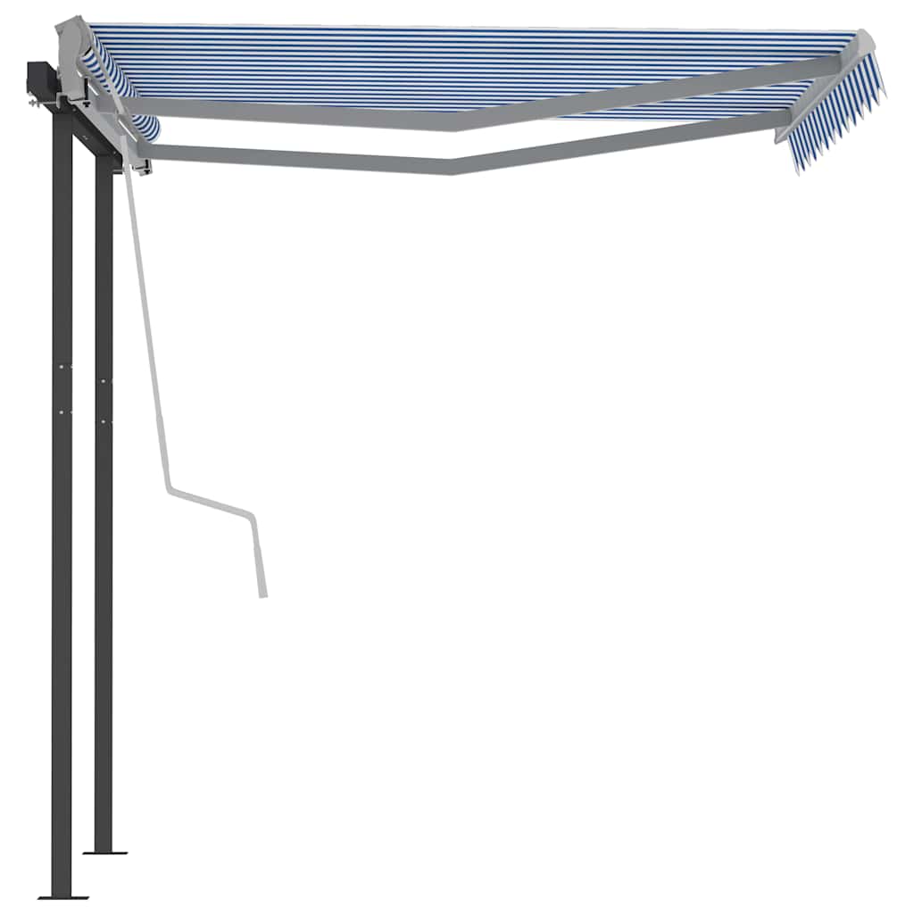Automatic Retractable Awning with Posts 3x2,5 m Blue and White