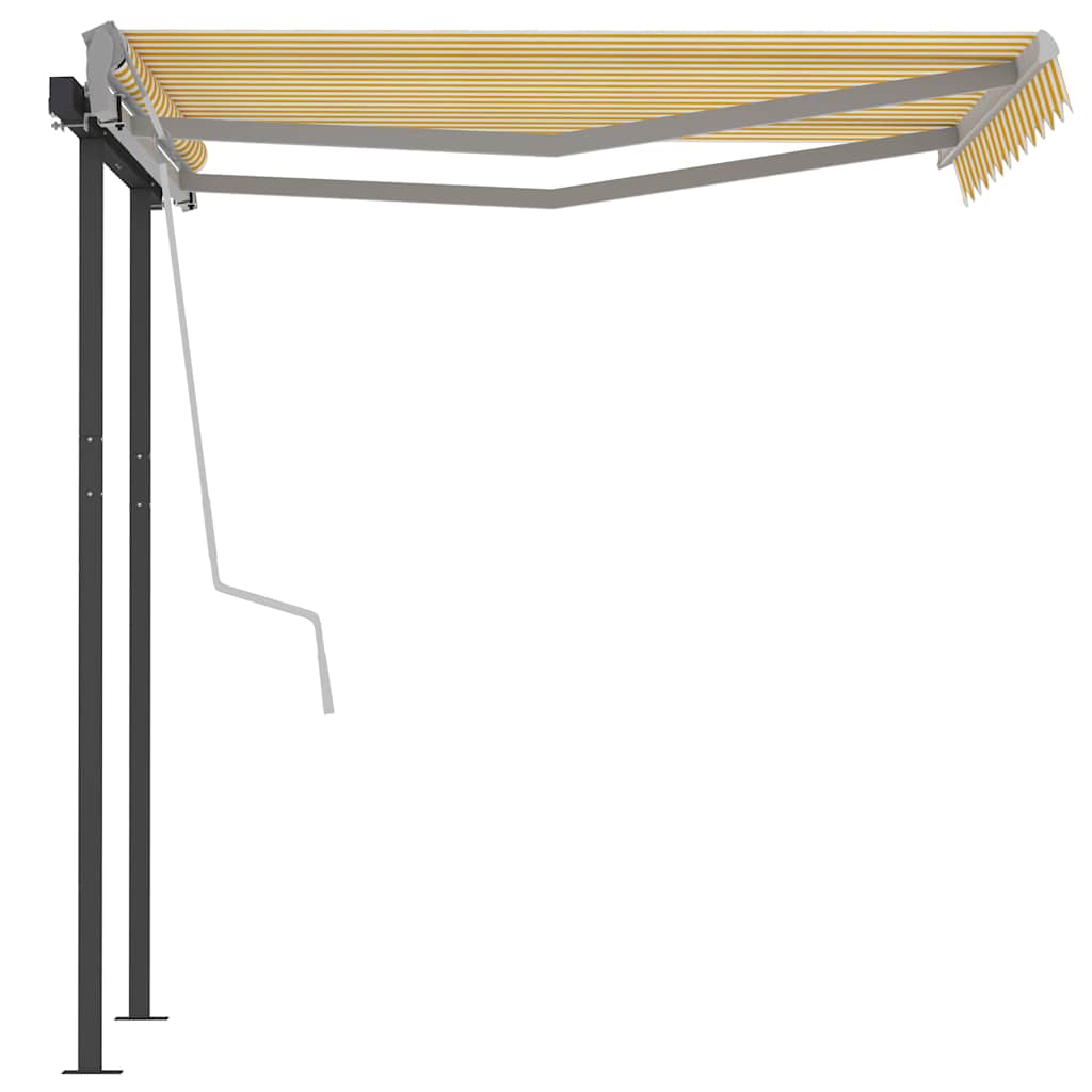 Automatic Retractable Awning with Posts 3x2,5 m Yellow & White