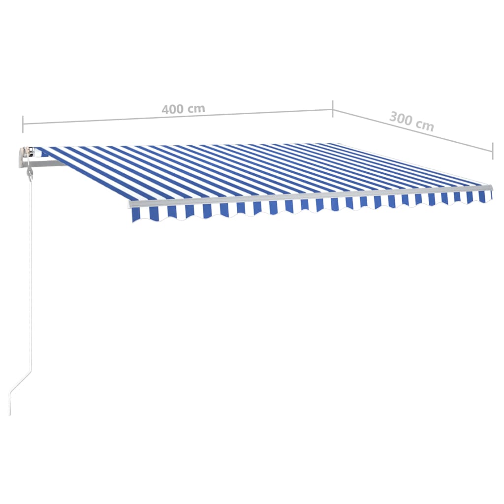 Automatic Retractable Awning with Posts 4x3 m Blue and White
