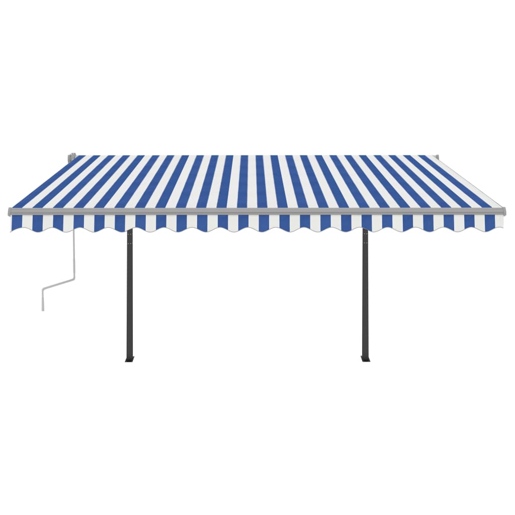 Automatic Retractable Awning with Posts 4x3 m Blue and White