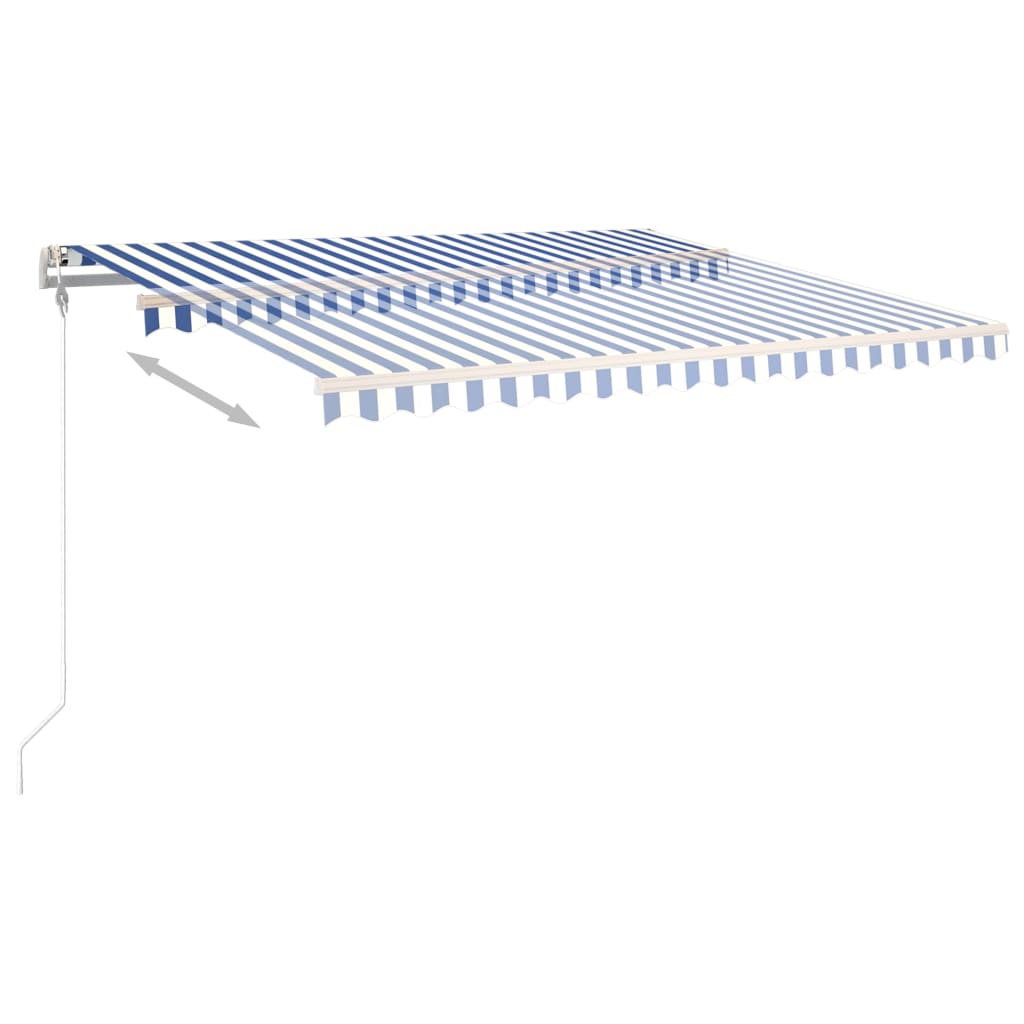 Automatic Retractable Awning with Posts 4x3 m Blue and White