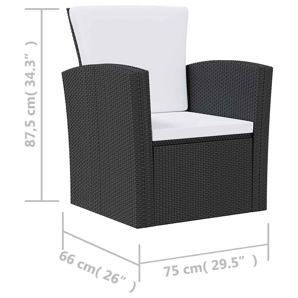 16 Piece Garden Lounge Set with Cushions Poly Rattan Black