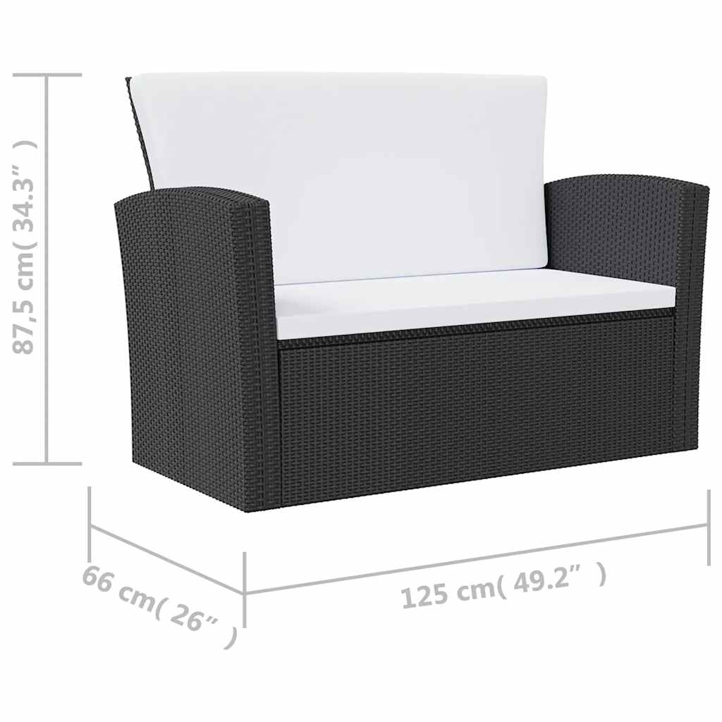 16 Piece Garden Lounge Set with Cushions Poly Rattan Black