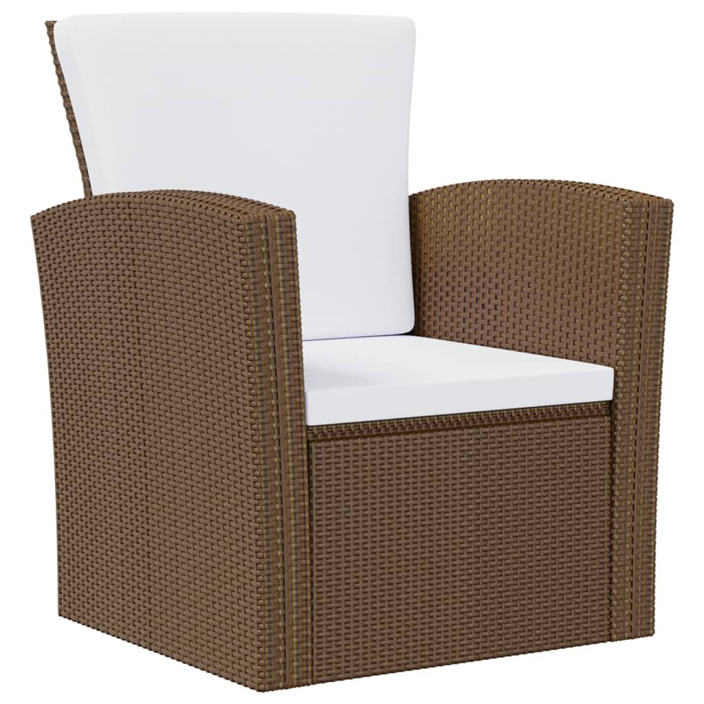 8 Piece Garden Lounge Set with Cushions Poly Rattan Brown
