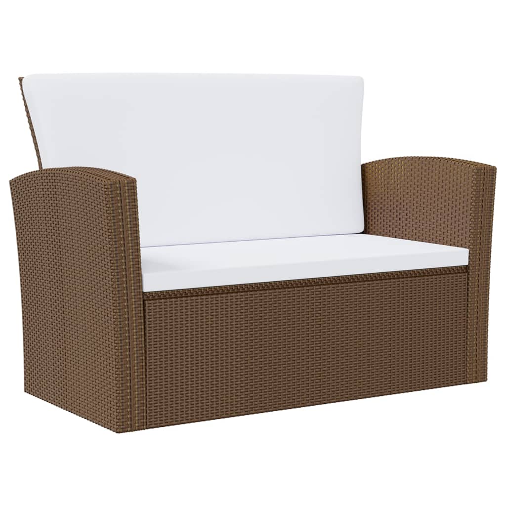 8 Piece Garden Lounge Set with Cushions Poly Rattan Brown