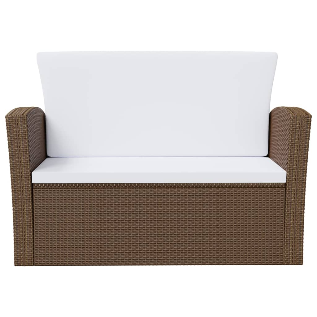 16 Piece Garden Lounge Set with Cushions Poly Rattan Brown