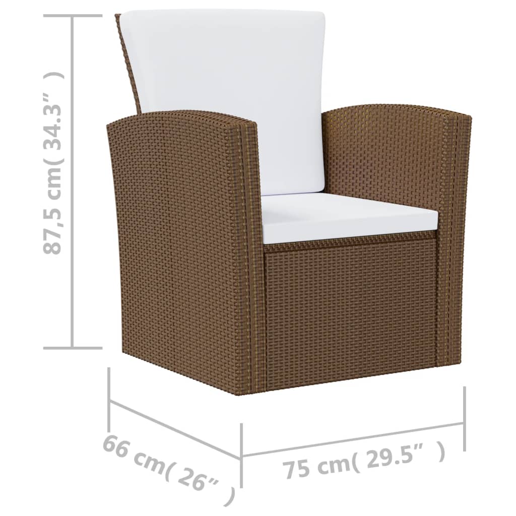 16 Piece Garden Lounge Set with Cushions Poly Rattan Brown