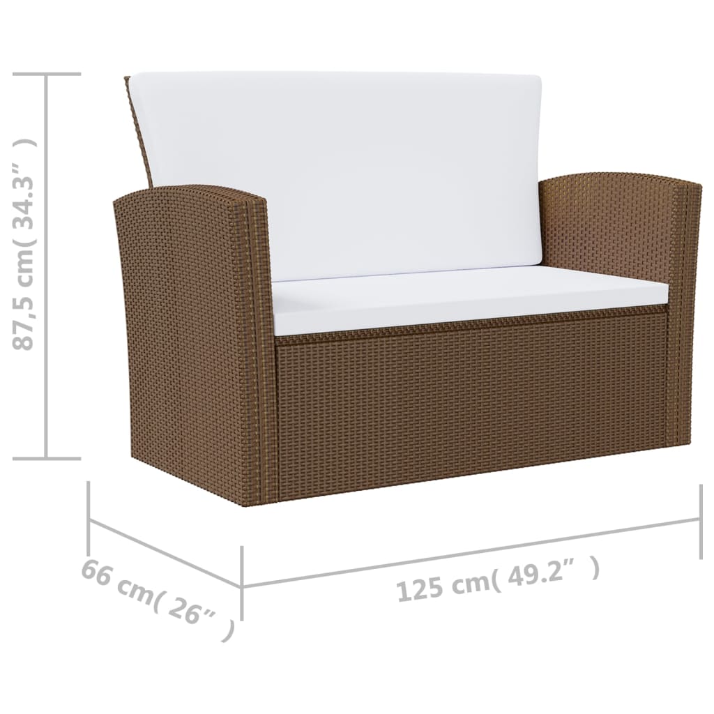 16 Piece Garden Lounge Set with Cushions Poly Rattan Brown
