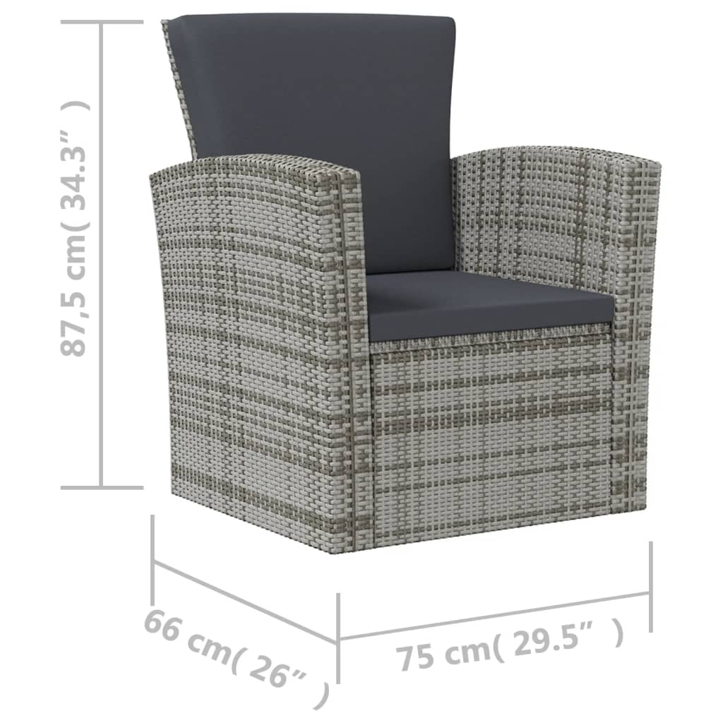8 Piece Garden Lounge Set with Cushions Poly Rattan Grey