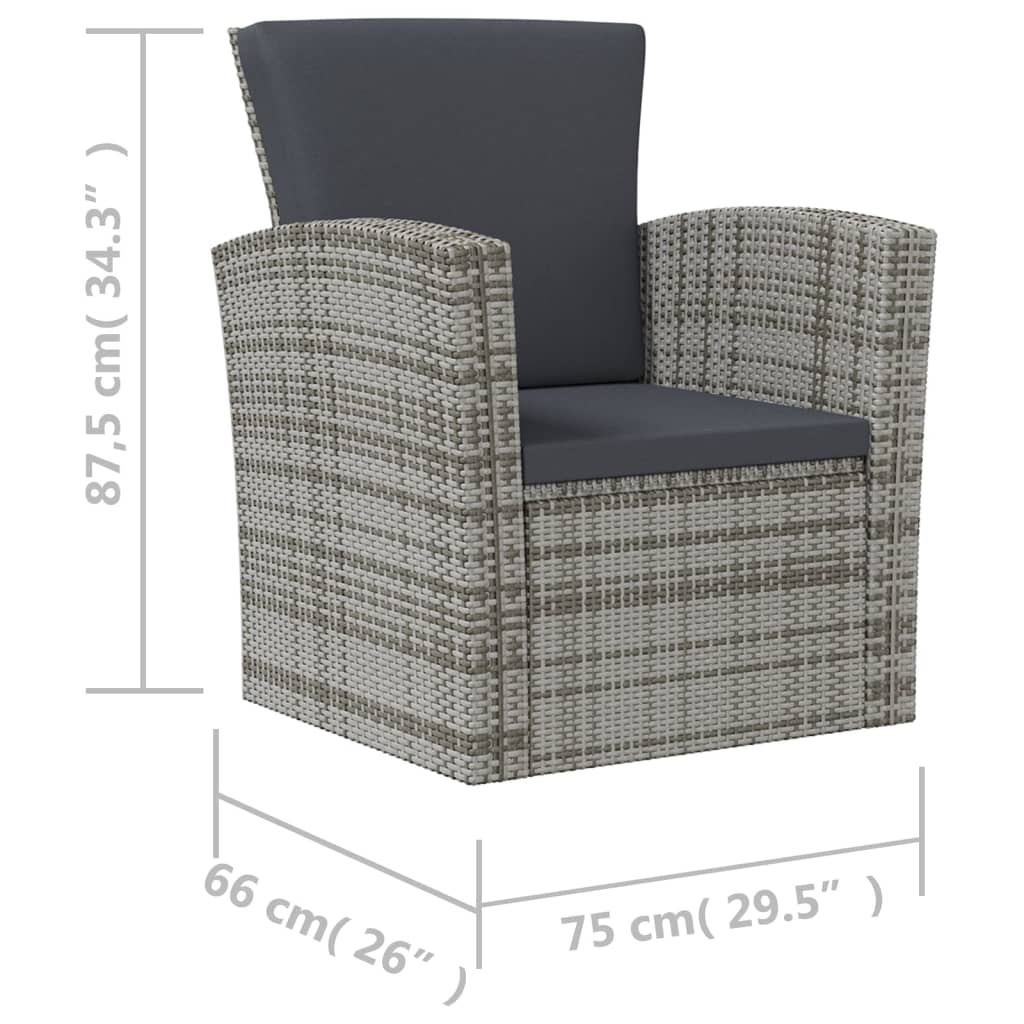 16 Piece Garden Lounge Set with Cushions Poly Rattan Grey