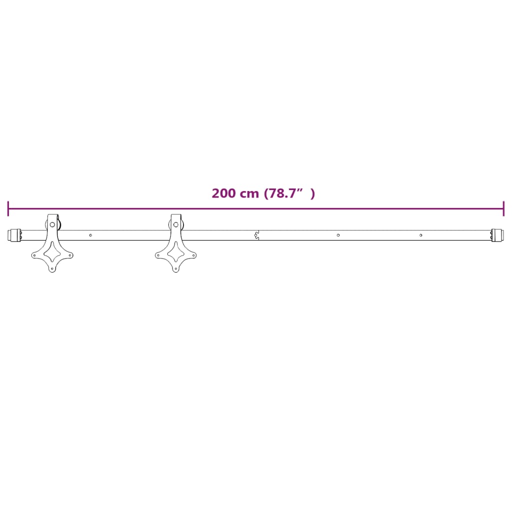 Sliding Door Hardware Kit 200 cm Steel White